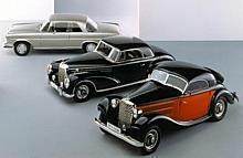 Die Mercedes-Benz Typen 320n Kombinations-Coupé (Baureihe 142, 1937 bis 1942), 300 Sc Coupé (Baureihe 188, 1955 bis 1958) und 280 SE 3,5 Coupé (Baureihe 108, 1971 bis 1972).